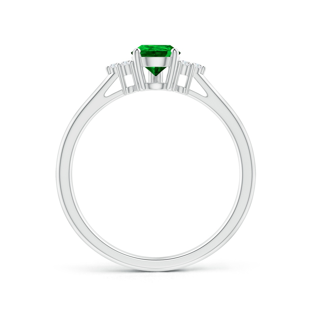 7x5mm AAAA Pear Emerald Solitaire Ring with Trio Diamond Accents in P950 Platinum Side-1