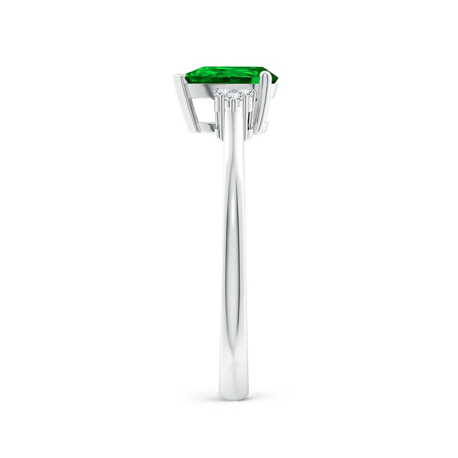 7x5mm AAAA Pear Emerald Solitaire Ring with Trio Diamond Accents in P950 Platinum side-2