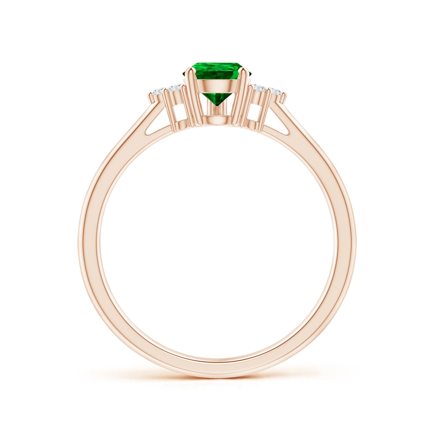 AAAA - Emerald / 0.66 CT / 14 KT Rose Gold