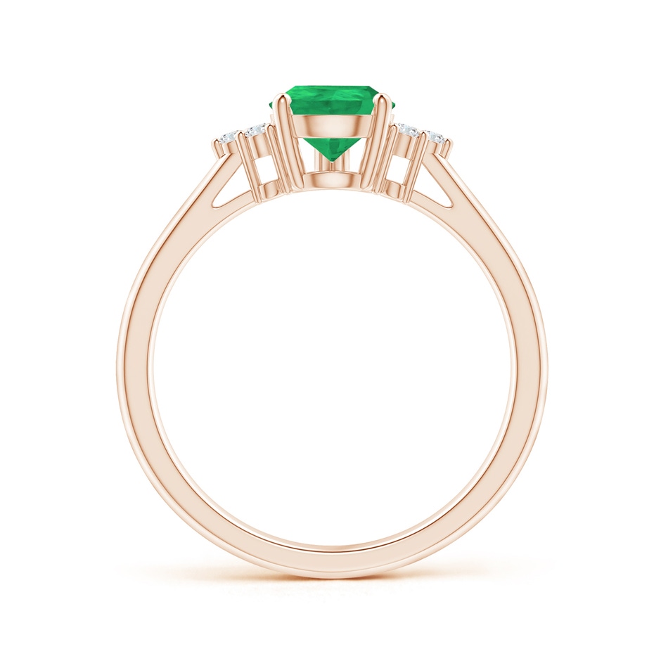 8x6mm A Pear Emerald Solitaire Ring with Trio Diamond Accents in Rose Gold side-1