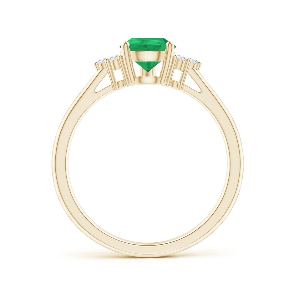 8x6mm A Pear Emerald Solitaire Ring with Trio Diamond Accents in Yellow Gold side-1