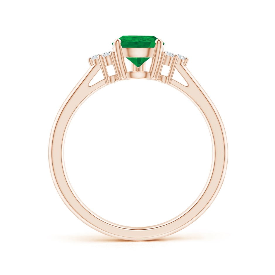8x6mm AA Pear Emerald Solitaire Ring with Trio Diamond Accents in Rose Gold side-1