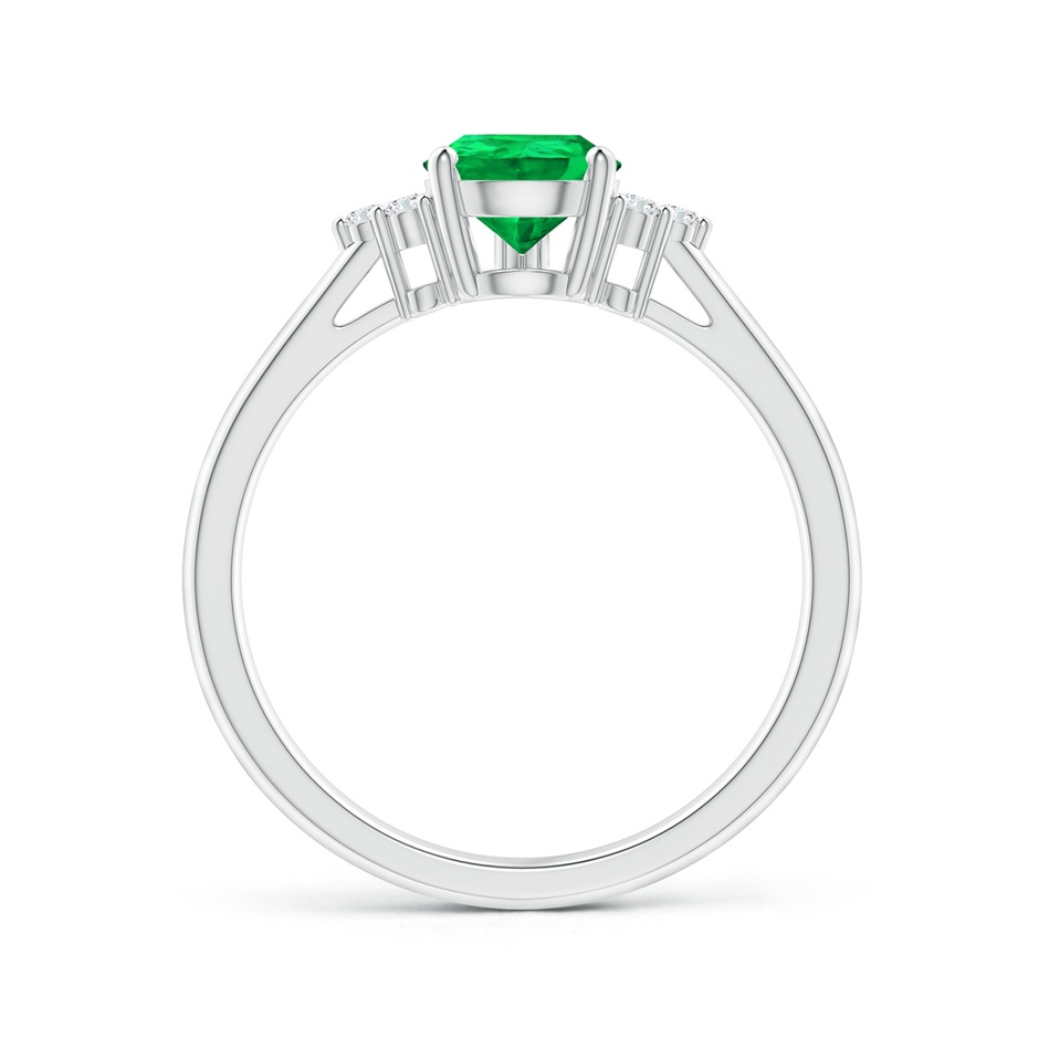 8x6mm AAA Pear Emerald Solitaire Ring with Trio Diamond Accents in P950 Platinum side-1