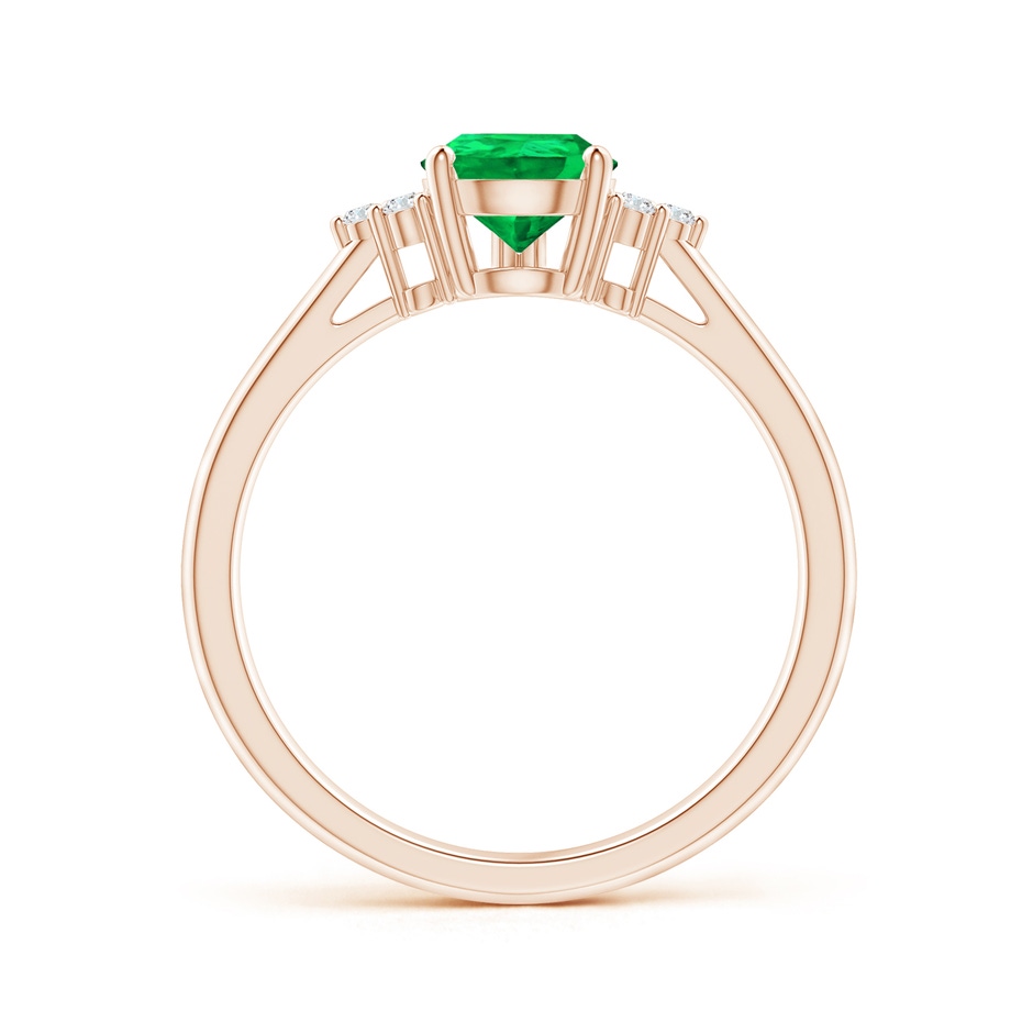 8x6mm AAA Pear Emerald Solitaire Ring with Trio Diamond Accents in Rose Gold side-1