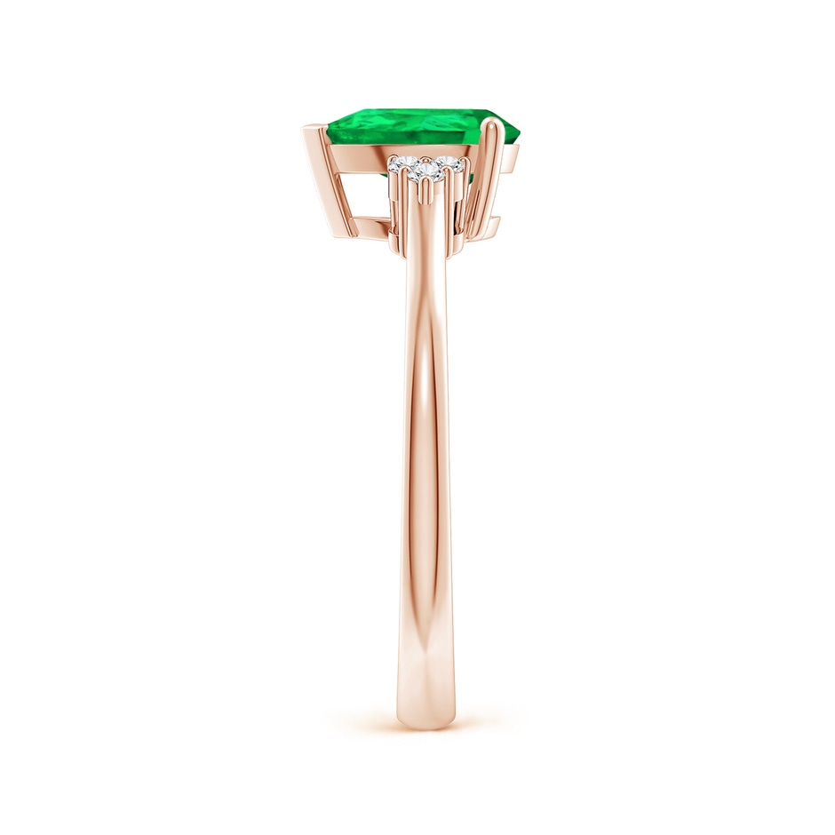 8x6mm AAA Pear Emerald Solitaire Ring with Trio Diamond Accents in Rose Gold side-2
