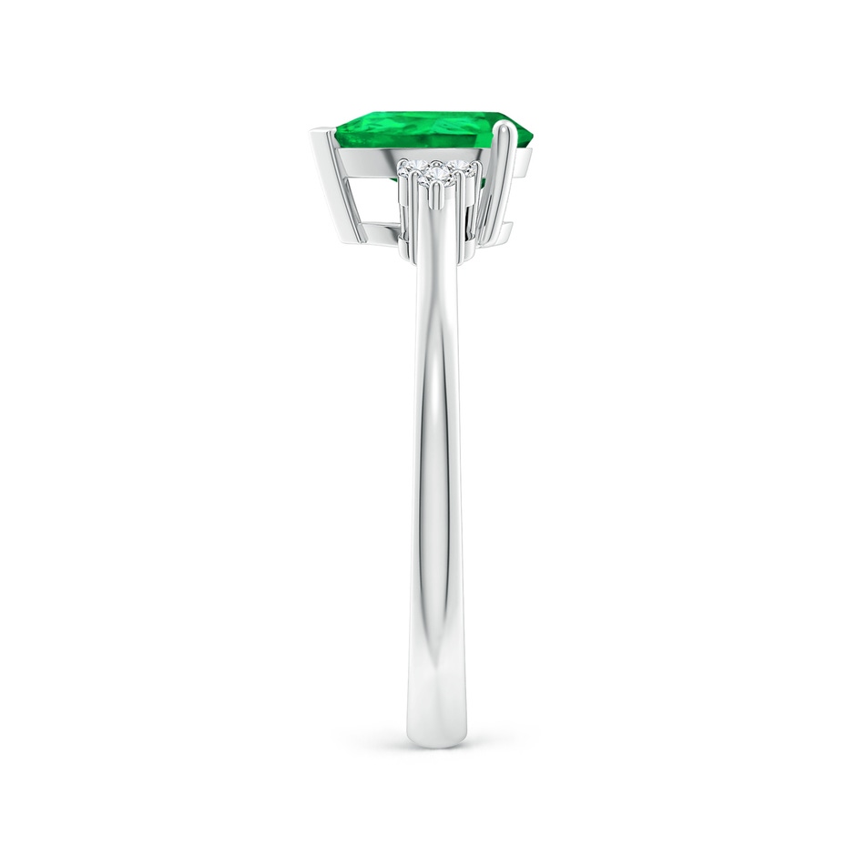 8x6mm AAA Pear Emerald Solitaire Ring with Trio Diamond Accents in White Gold side-2