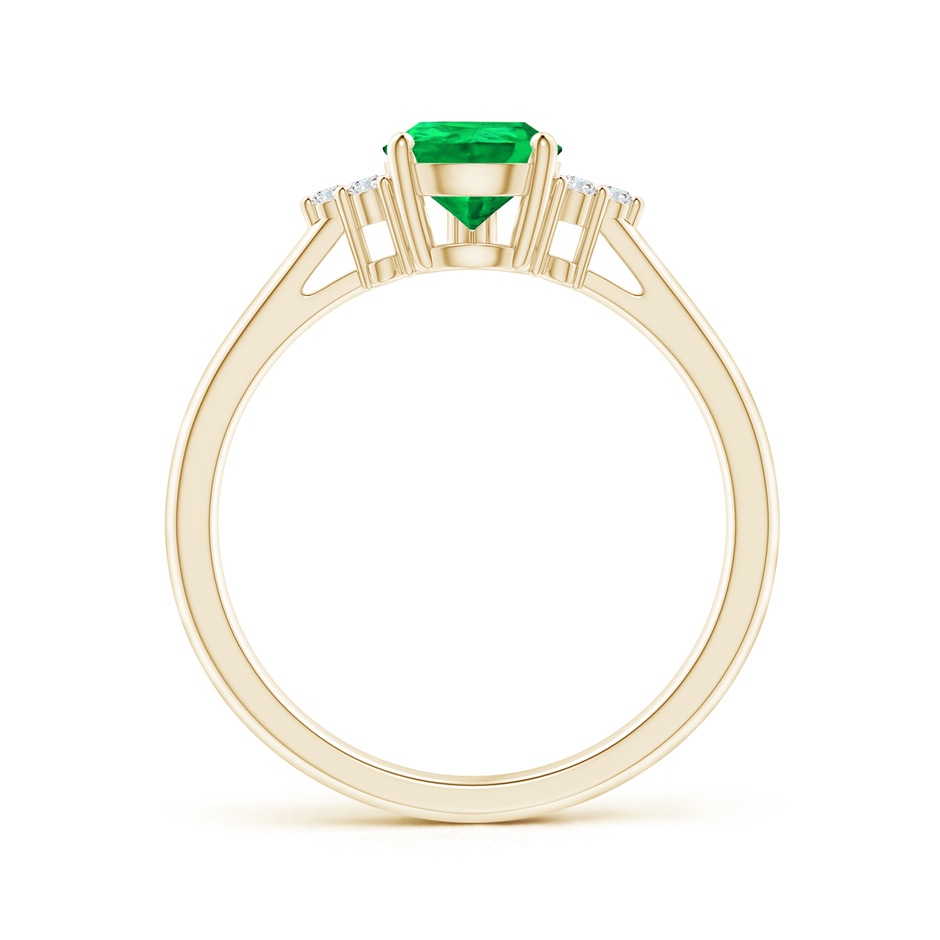 8x6mm AAA Pear Emerald Solitaire Ring with Trio Diamond Accents in Yellow Gold side-1