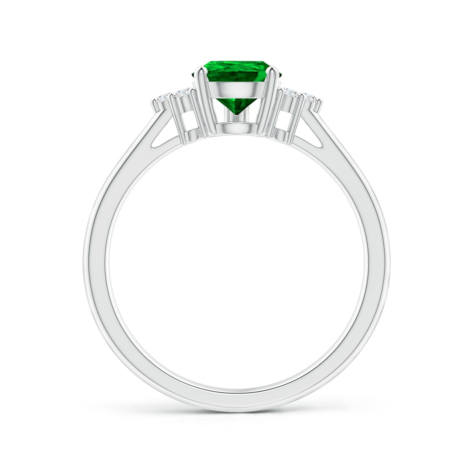 8x6mm AAAA Pear Emerald Solitaire Ring with Trio Diamond Accents in P950 Platinum side-1