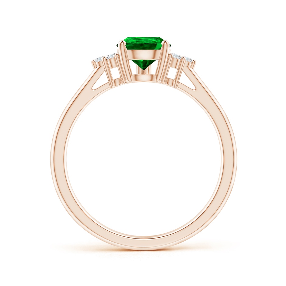 8x6mm AAAA Pear Emerald Solitaire Ring with Trio Diamond Accents in Rose Gold side-1