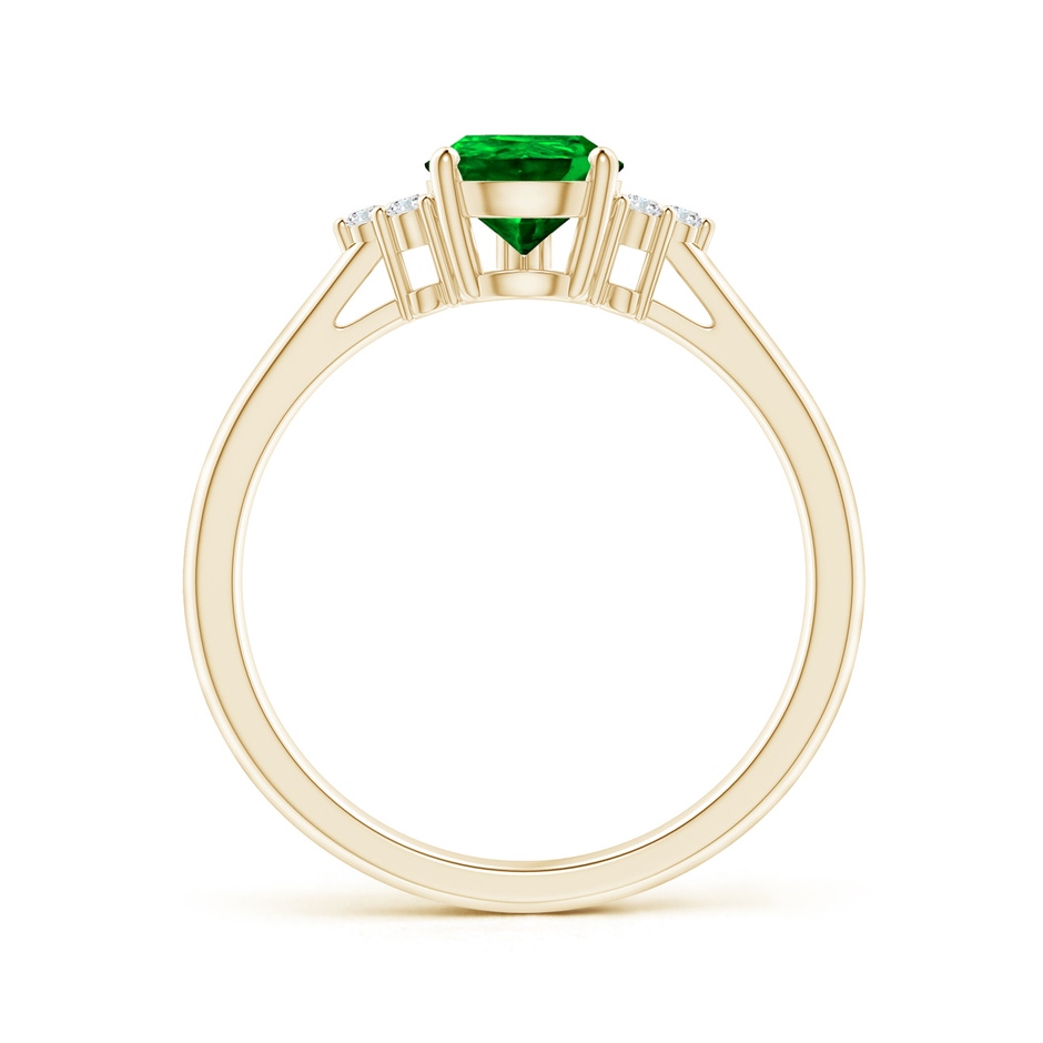 8x6mm Lab-Grown Pear Emerald Solitaire Ring with Trio Diamond Accents in Yellow Gold side-1