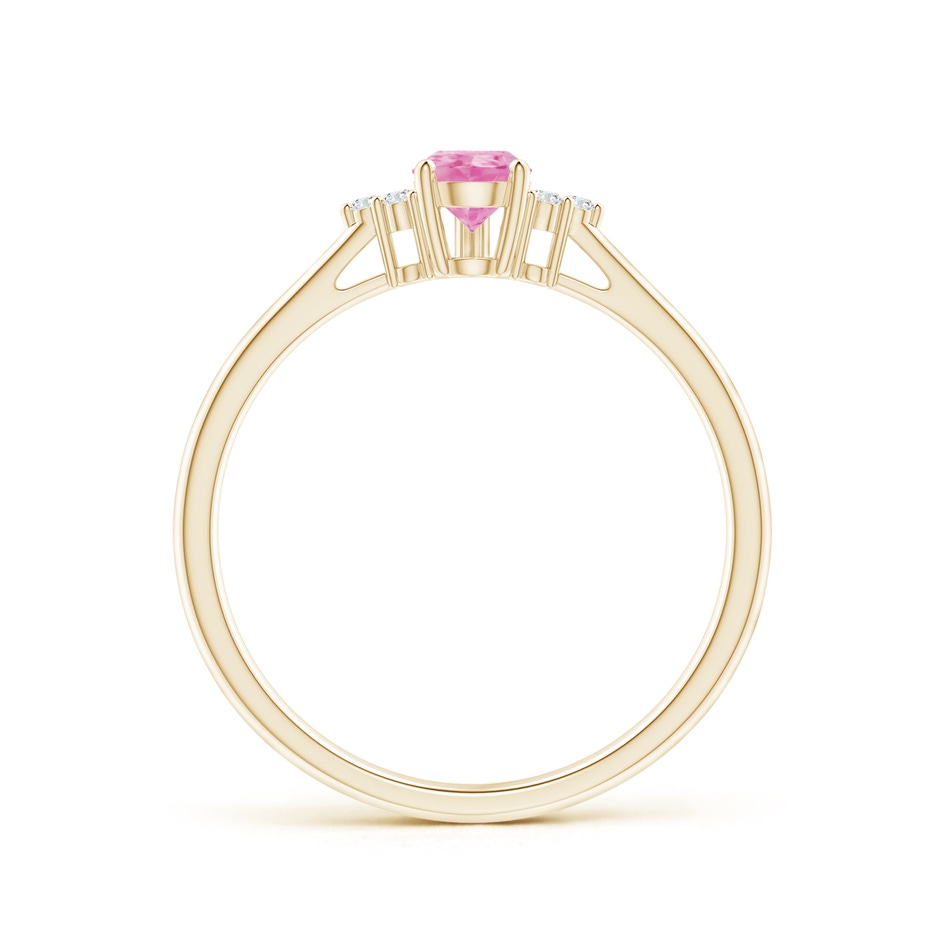 6x4mm A Pear Pink Sapphire Solitaire Ring with Trio Diamond Accents in 10K Yellow Gold side-1