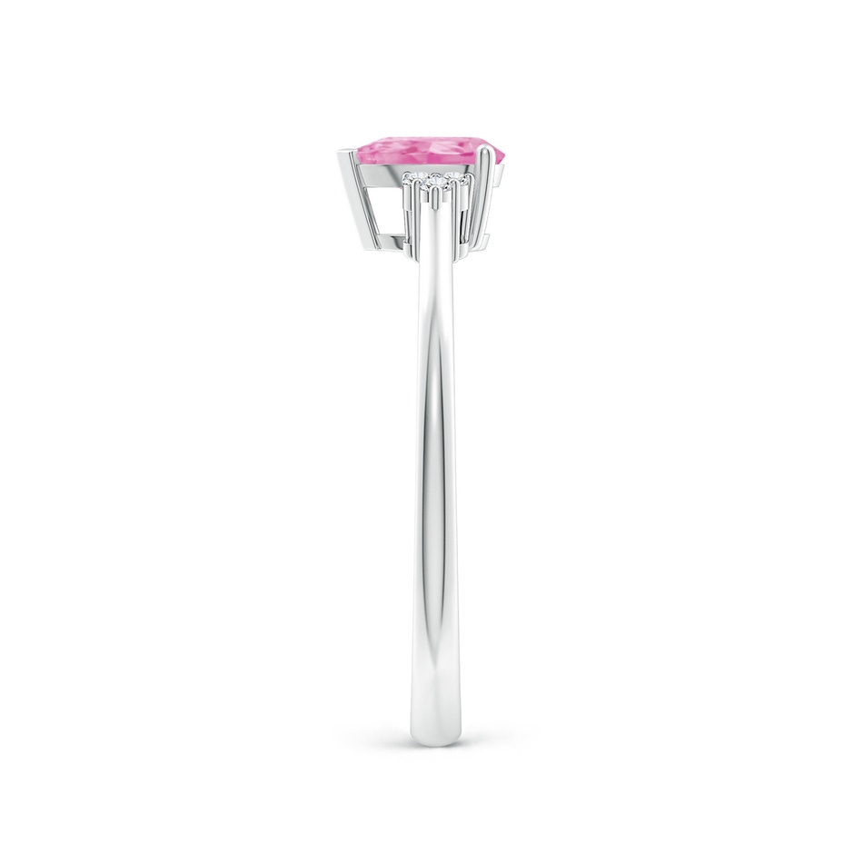 6x4mm A Pear Pink Sapphire Solitaire Ring with Trio Diamond Accents in P950 Platinum side-2