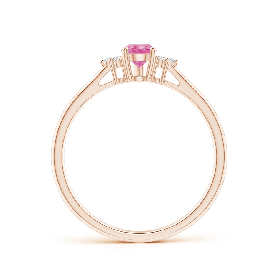6x4mm AA Pear Pink Sapphire Solitaire Ring with Trio Diamond Accents in 9K Rose Gold side-1
