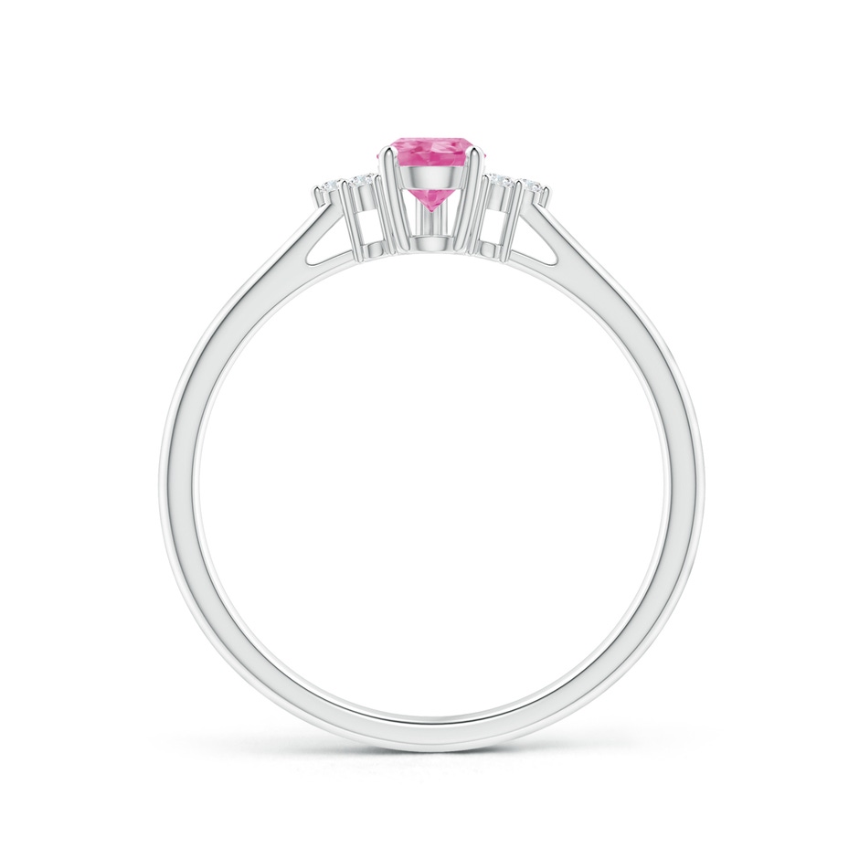 6x4mm AA Pear Pink Sapphire Solitaire Ring with Trio Diamond Accents in P950 Platinum side-1