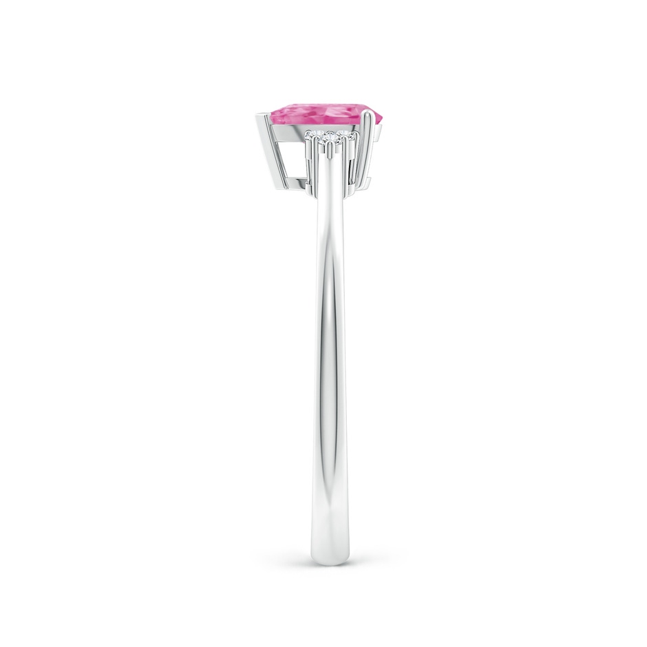 6x4mm AA Pear Pink Sapphire Solitaire Ring with Trio Diamond Accents in P950 Platinum side-2