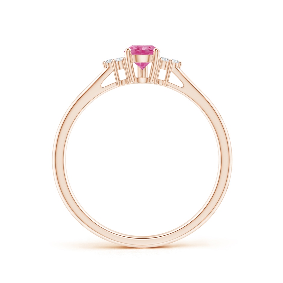 6x4mm AAA Pear Pink Sapphire Solitaire Ring with Trio Diamond Accents in Rose Gold side-1