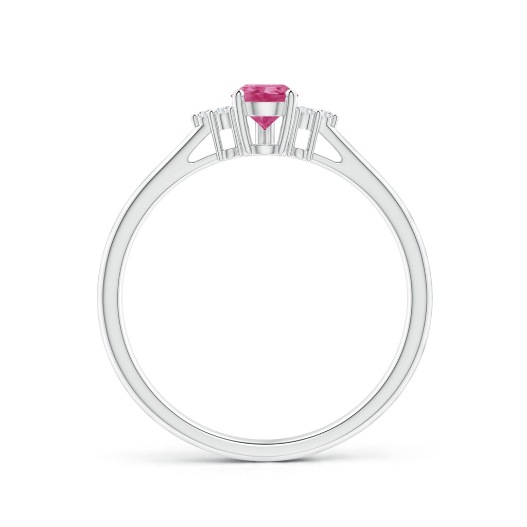 6x4mm AAAA Pear Pink Sapphire Solitaire Ring with Trio Diamond Accents in P950 Platinum - side_1