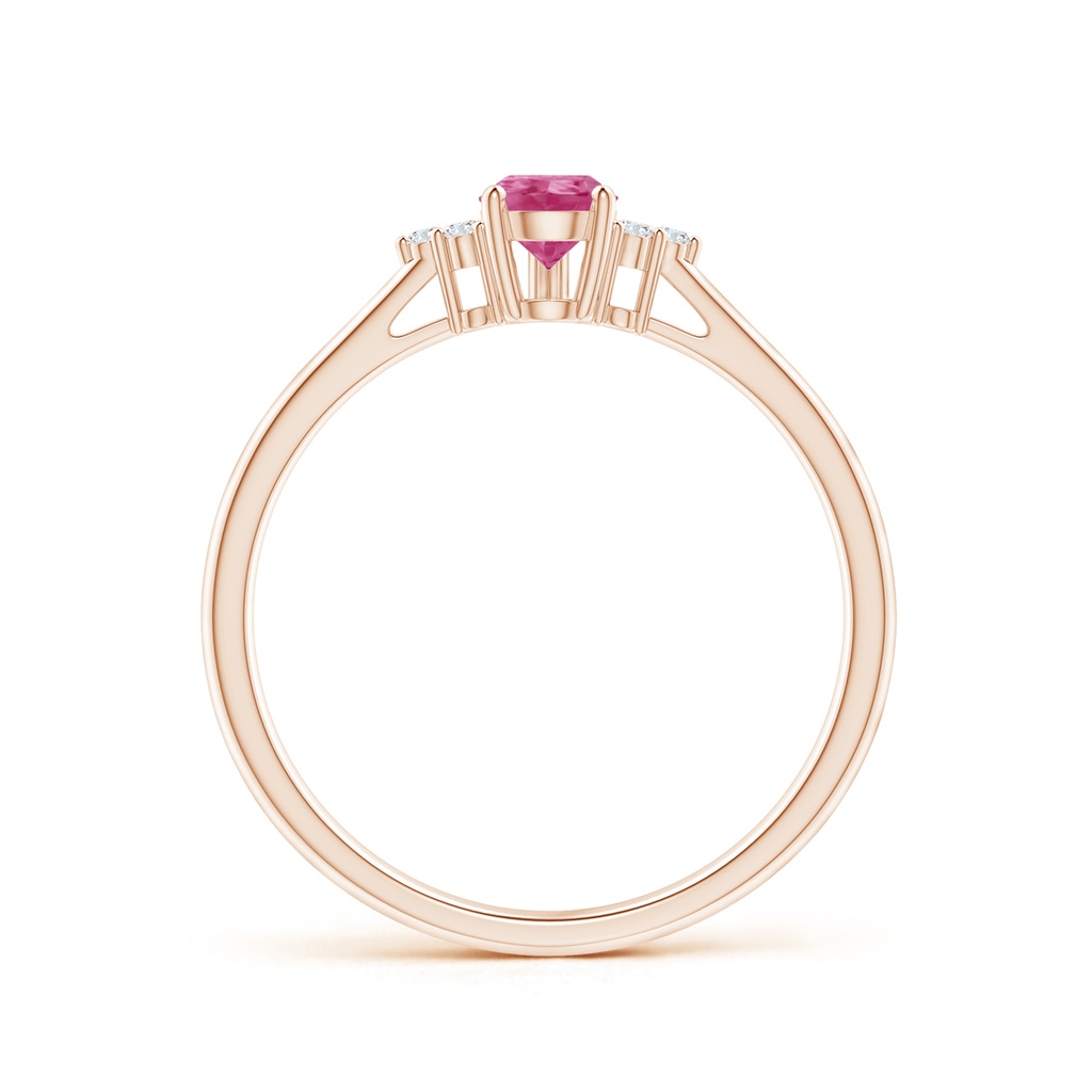 6x4mm AAAA Pear Pink Sapphire Solitaire Ring with Trio Diamond Accents in Rose Gold - side_1