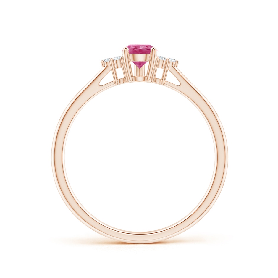 6x4mm AAAA Pear Pink Sapphire Solitaire Ring with Trio Diamond Accents in Rose Gold side-1