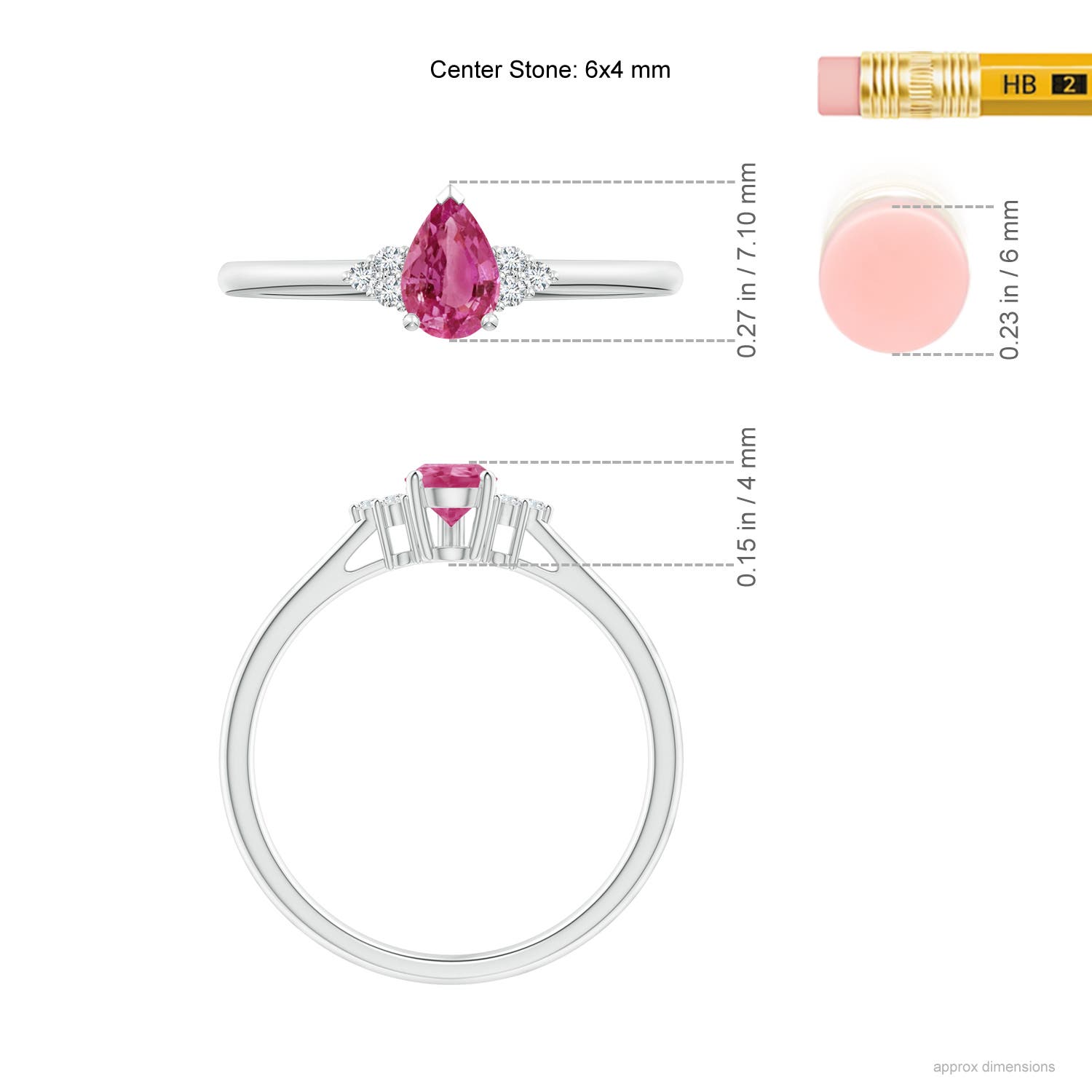 AAAA - Pink Sapphire / 0.5 CT / 14 KT White Gold