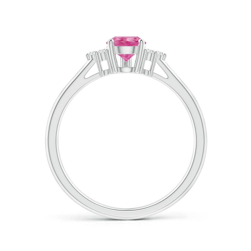 7x5mm AAA Pear Pink Sapphire Solitaire Ring with Trio Diamond Accents in White Gold - side_1