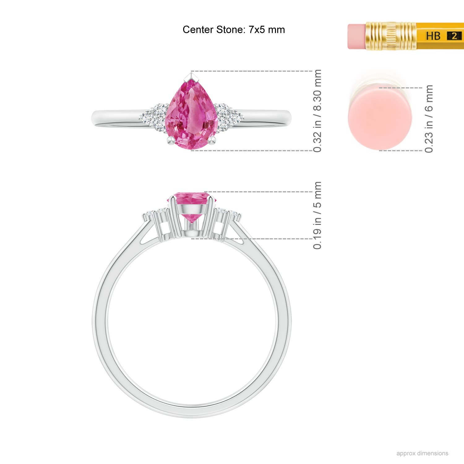 AAA - Pink Sapphire / 0.81 CT / 14 KT White Gold