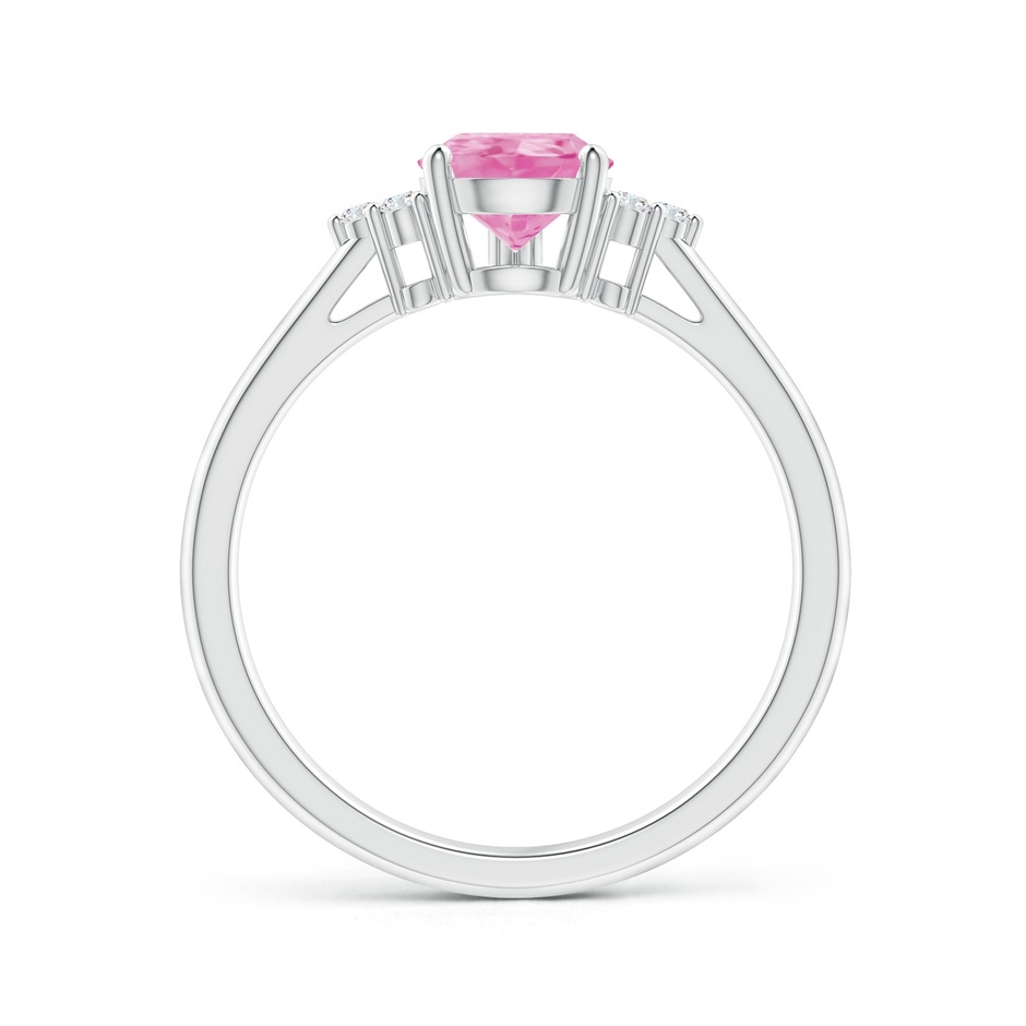 8x6mm A Pear Pink Sapphire Solitaire Ring with Trio Diamond Accents in 10K White Gold side-1