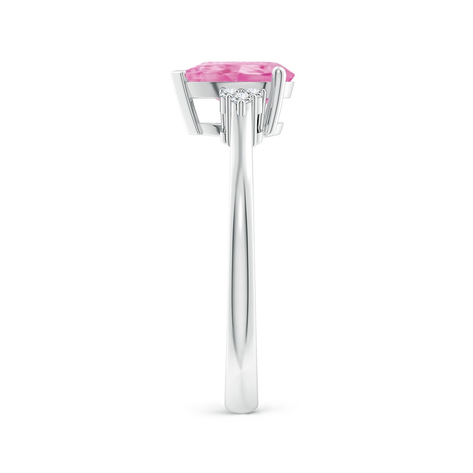8x6mm A Pear Pink Sapphire Solitaire Ring with Trio Diamond Accents in 10K White Gold side-2