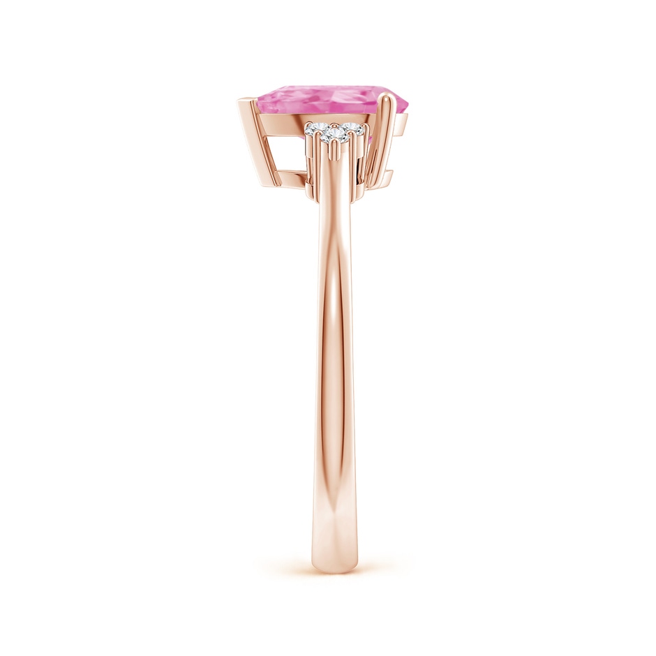 8x6mm A Pear Pink Sapphire Solitaire Ring with Trio Diamond Accents in Rose Gold side-2