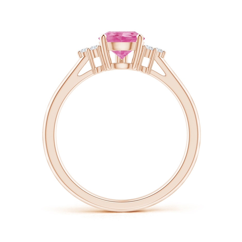 8x6mm AA Pear Pink Sapphire Solitaire Ring with Trio Diamond Accents in Rose Gold side-1