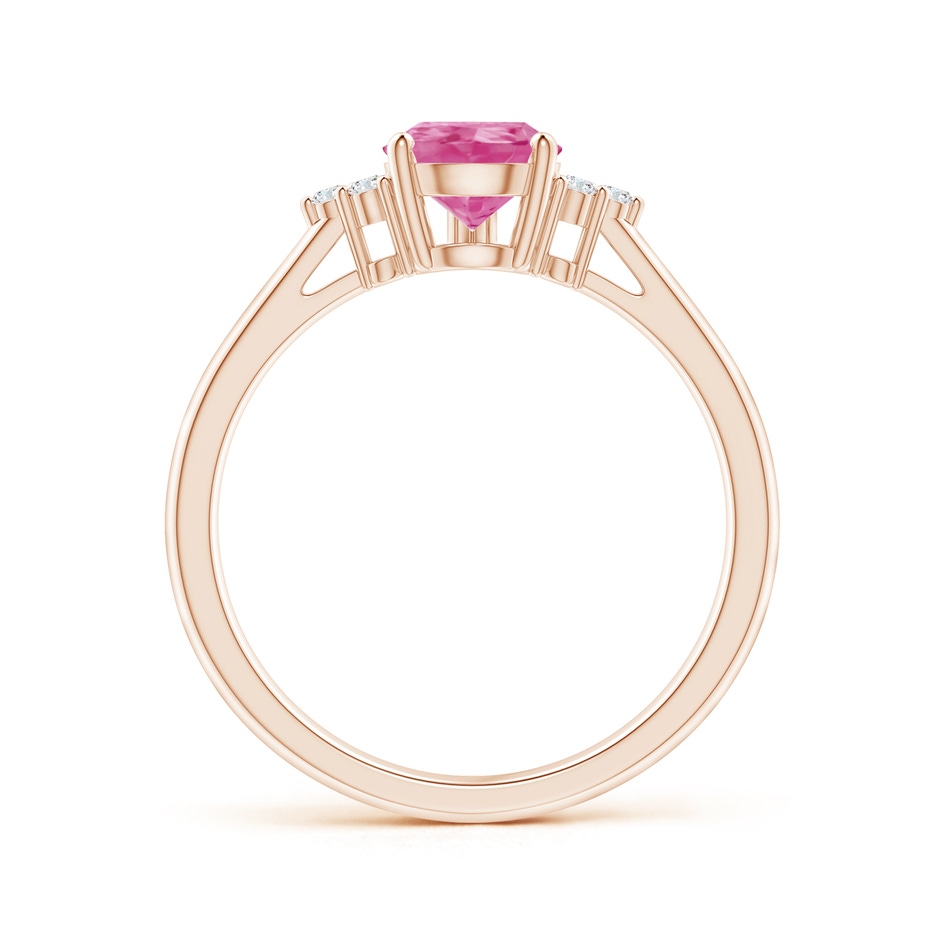 8x6mm AAA Pear Pink Sapphire Solitaire Ring with Trio Diamond Accents in Rose Gold side-1