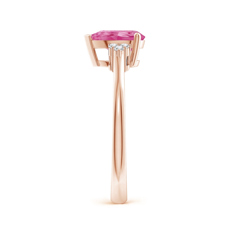 8x6mm AAA Pear Pink Sapphire Solitaire Ring with Trio Diamond Accents in Rose Gold side-2