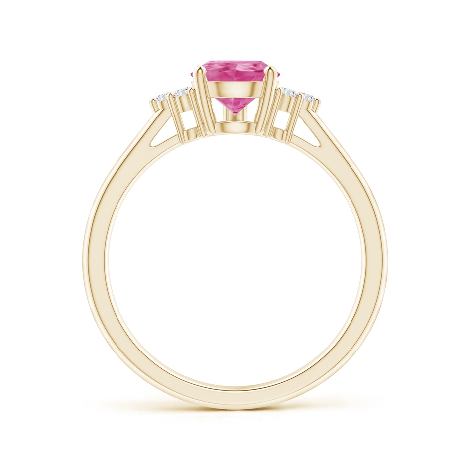 8x6mm AAA Pear Pink Sapphire Solitaire Ring with Trio Diamond Accents in Yellow Gold side-1