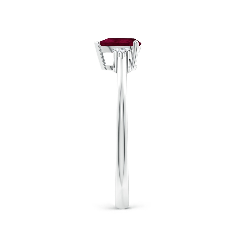 6x4mm A Pear Ruby Solitaire Ring with Trio Diamond Accents in P950 Platinum side-2