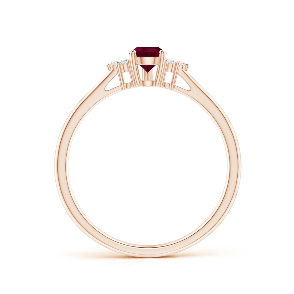 6x4mm A Pear Ruby Solitaire Ring with Trio Diamond Accents in Rose Gold side-1