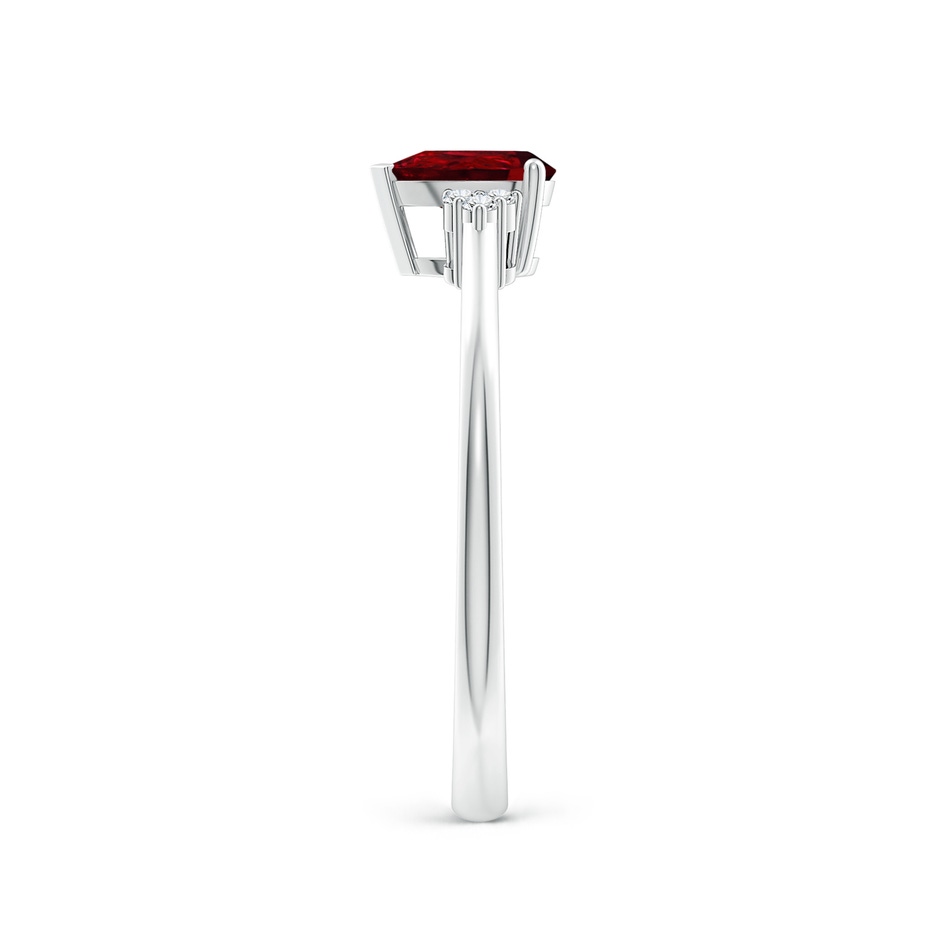 6x4mm AAAA Pear Ruby Solitaire Ring with Trio Diamond Accents in P950 Platinum side-2