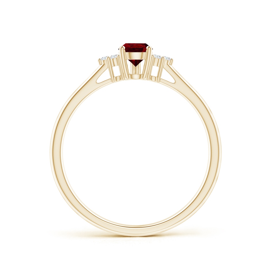 6x4mm AAAA Pear Ruby Solitaire Ring with Trio Diamond Accents in Yellow Gold side-1