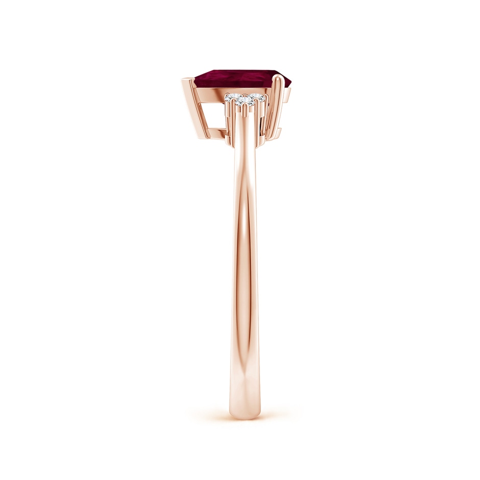 7x5mm A Pear Ruby Solitaire Ring with Trio Diamond Accents in Rose Gold side-2
