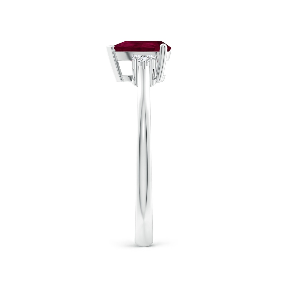 7x5mm A Pear Ruby Solitaire Ring with Trio Diamond Accents in White Gold side-2