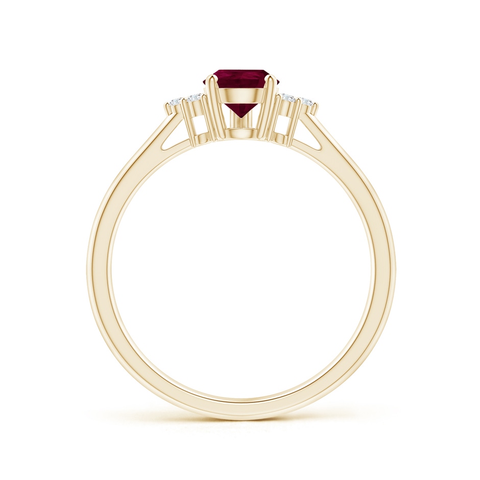7x5mm A Pear Ruby Solitaire Ring with Trio Diamond Accents in Yellow Gold side-1
