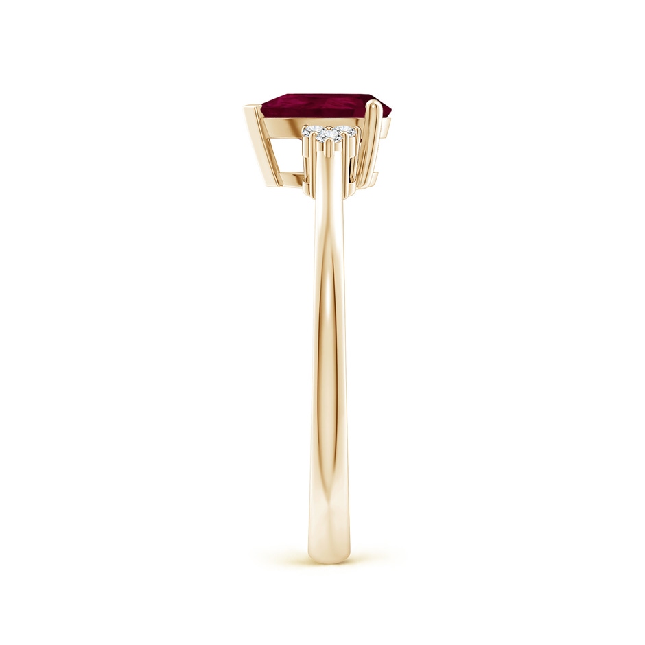 7x5mm A Pear Ruby Solitaire Ring with Trio Diamond Accents in Yellow Gold side-2