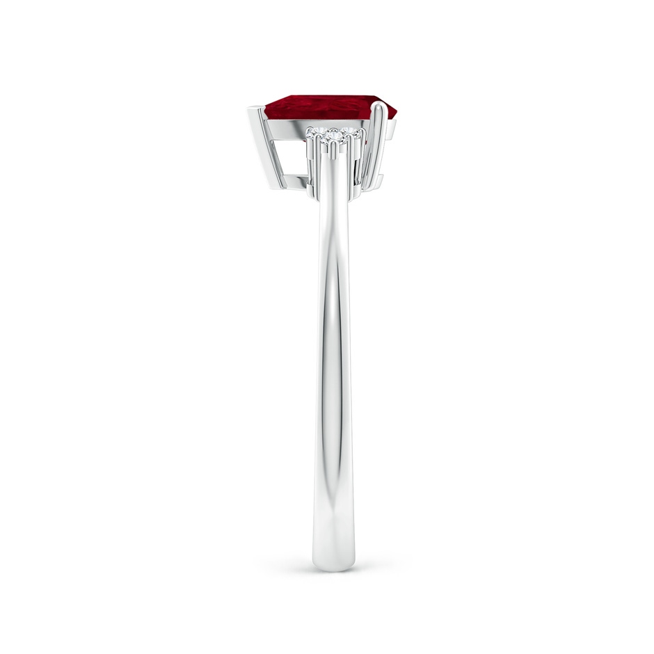 7x5mm AA Pear Ruby Solitaire Ring with Trio Diamond Accents in P950 Platinum side-2