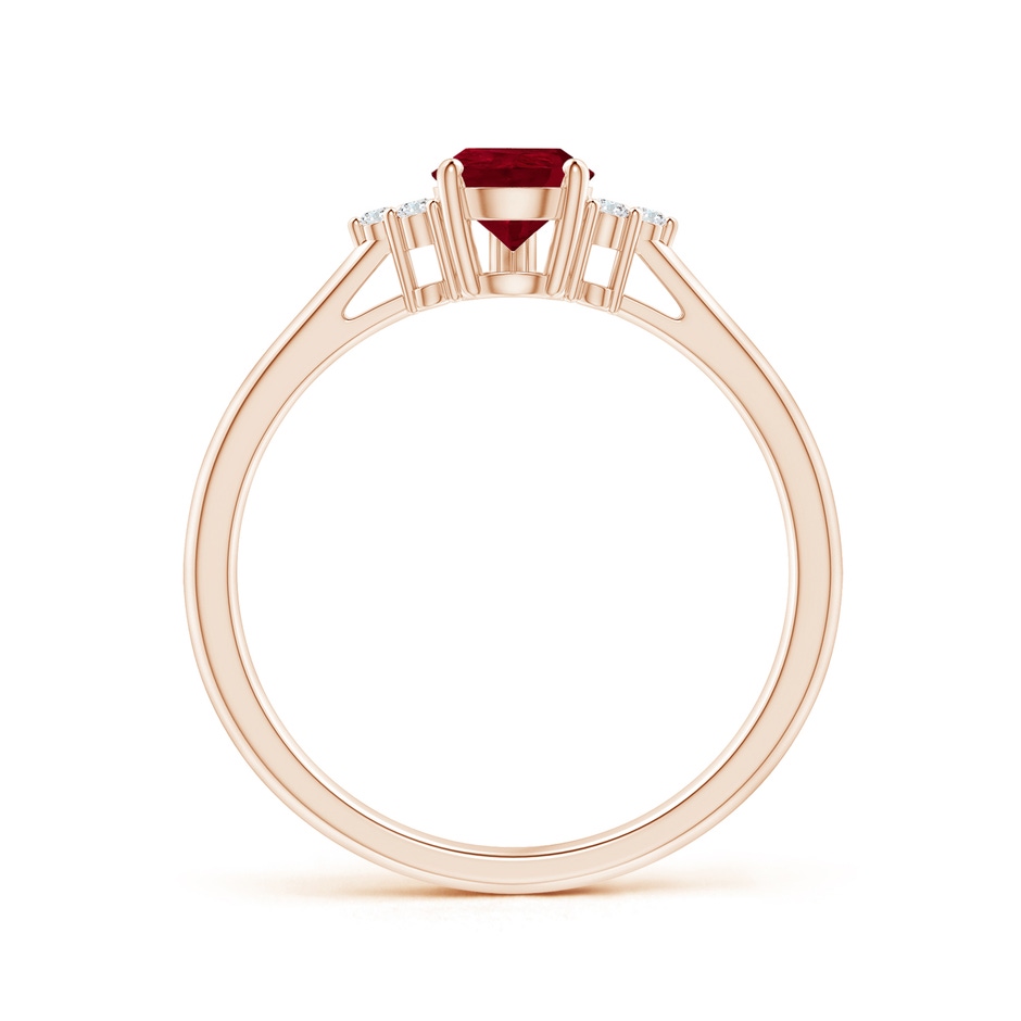 7x5mm AA Pear Ruby Solitaire Ring with Trio Diamond Accents in Rose Gold side-1