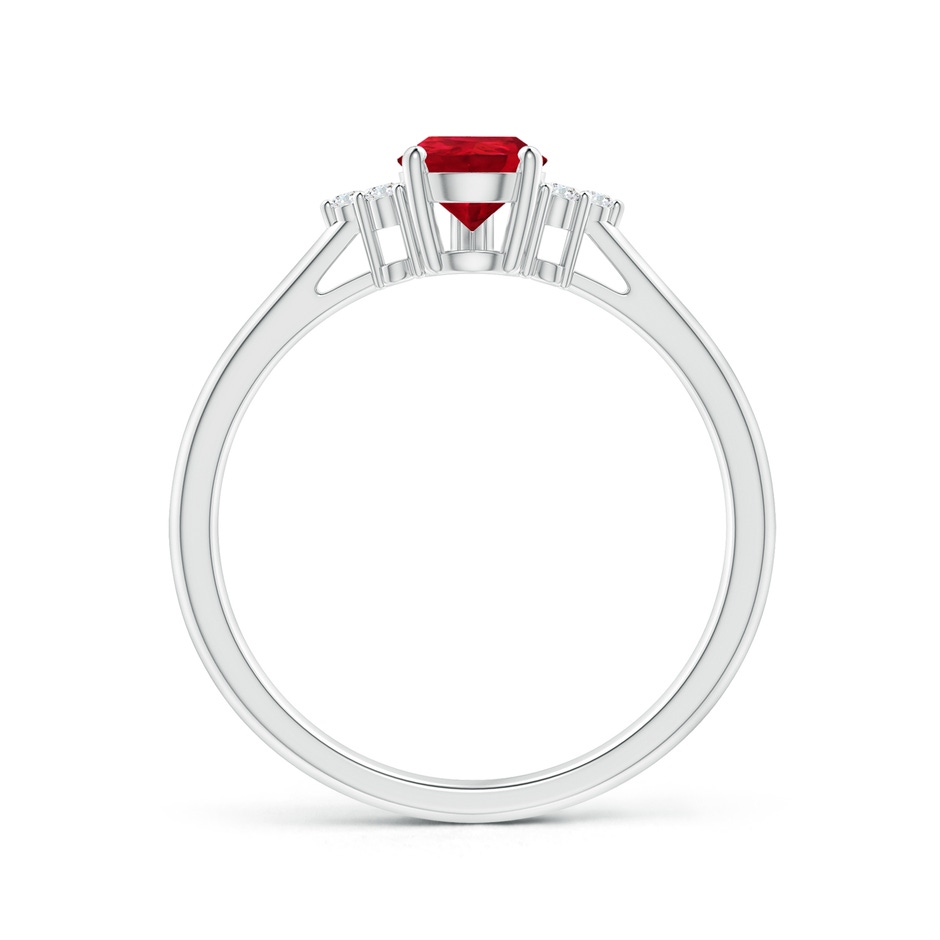 7x5mm AAA Pear Ruby Solitaire Ring with Trio Diamond Accents in P950 Platinum side-1
