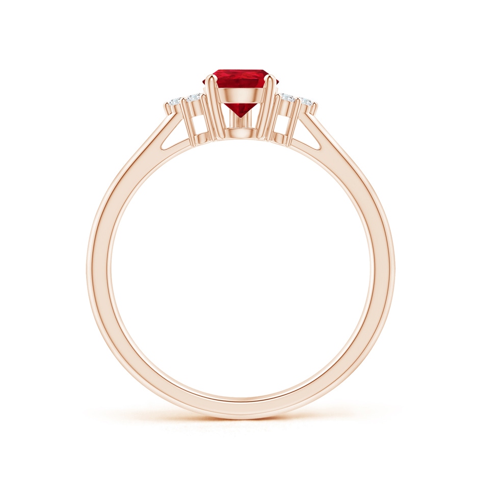 7x5mm AAA Pear Ruby Solitaire Ring with Trio Diamond Accents in Rose Gold side-1