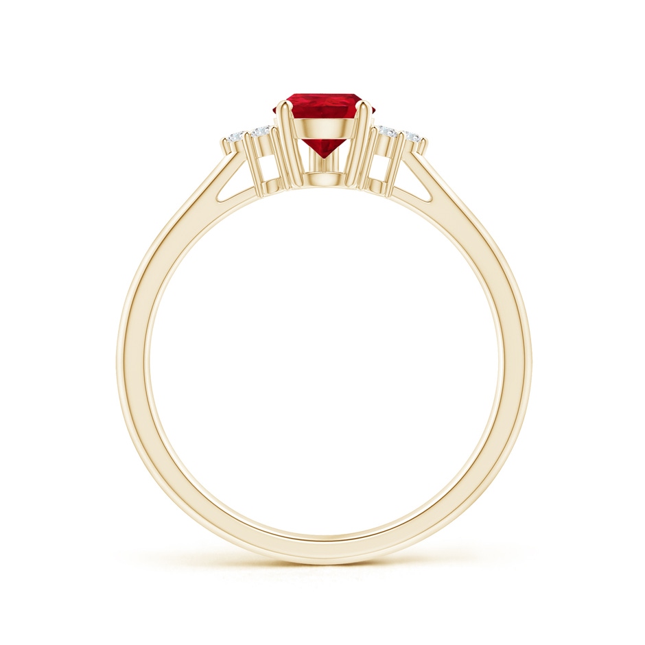 7x5mm AAA Pear Ruby Solitaire Ring with Trio Diamond Accents in Yellow Gold side-1