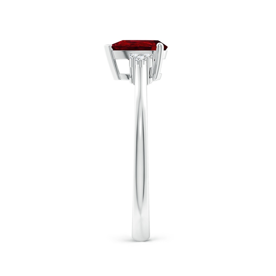 7x5mm AAAA Pear Ruby Solitaire Ring with Trio Diamond Accents in P950 Platinum side-2
