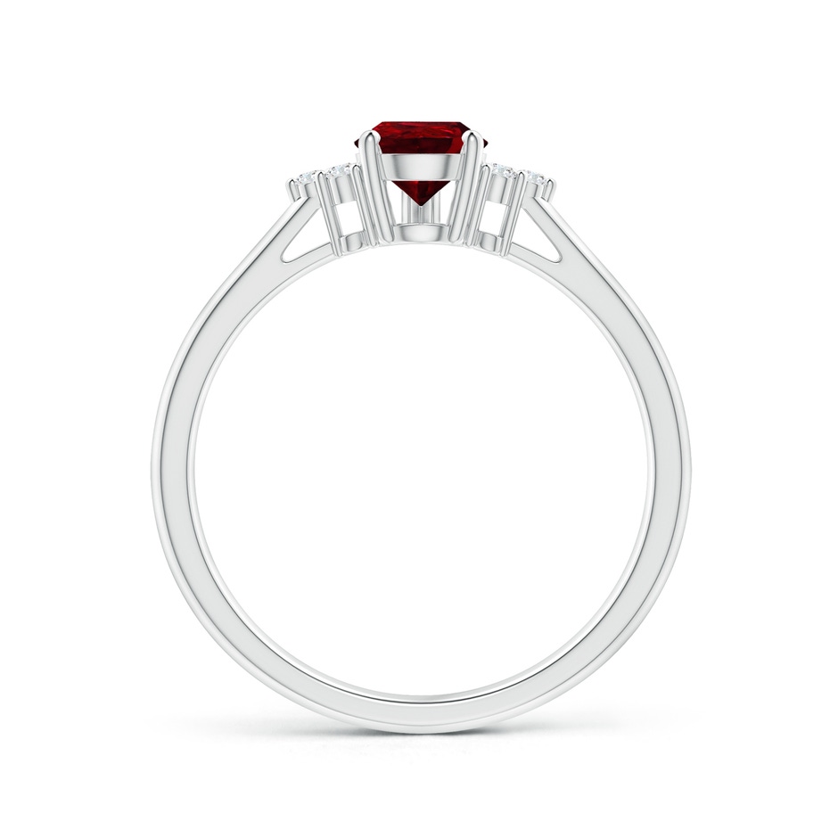 7x5mm AAAA Pear Ruby Solitaire Ring with Trio Diamond Accents in White Gold side-1