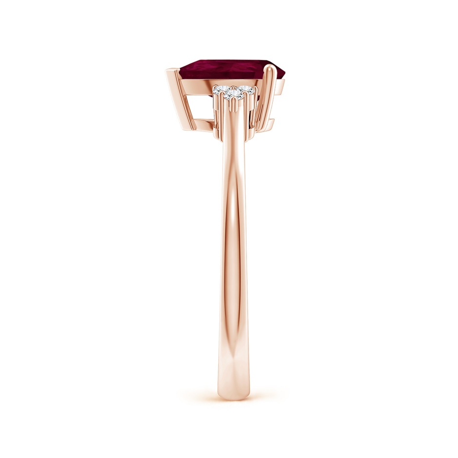 8x6mm A Pear Ruby Solitaire Ring with Trio Diamond Accents in Rose Gold side-2