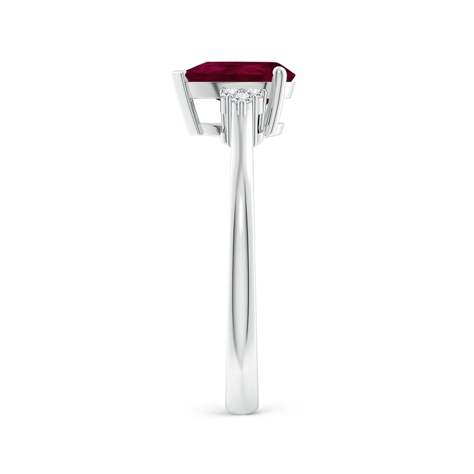 8x6mm A Pear Ruby Solitaire Ring with Trio Diamond Accents in White Gold side-2